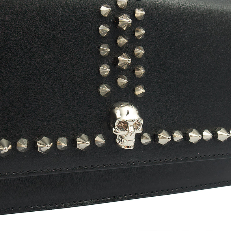 Picture of Alexander McQueen Cross Body Skull Lock Shoulder Bag - Small in Black, Leather