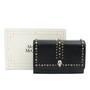 Picture of Alexander McQueen Cross Body Skull Lock Shoulder Bag - Small in Black, Leather