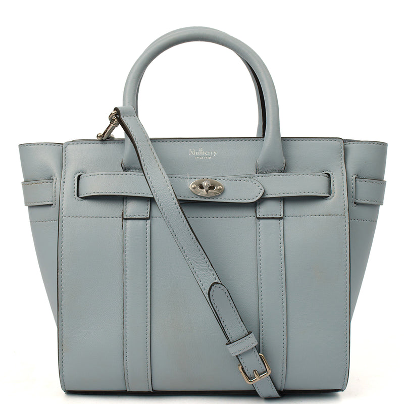 Picture of Mulberry Tote Zipped Bayswater - Mini in Poplin Blue, Leather
