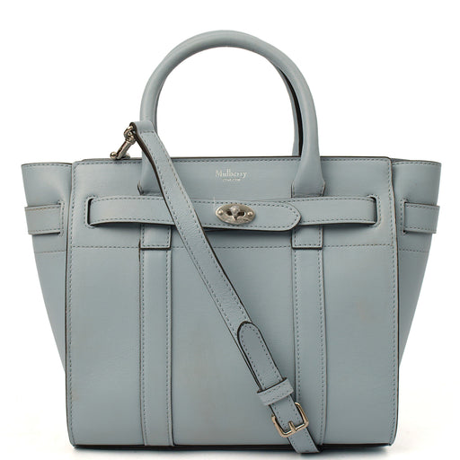 Picture of Mulberry Tote Zipped Bayswater - Mini in Poplin Blue, Leather