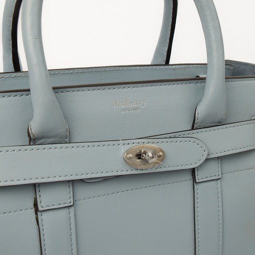 Picture of Mulberry Tote Zipped Bayswater - Mini in Poplin Blue, Leather