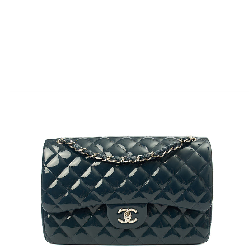 Picture of Chanel Shoulder Bag Classic Double Flap - Large in Blue, Patent Leather
