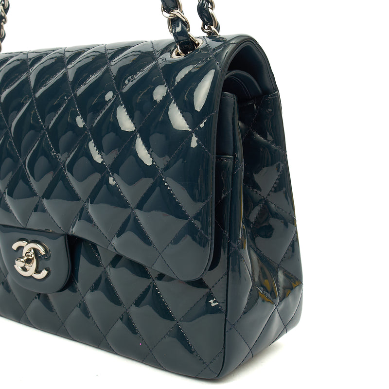 Picture of Chanel Shoulder Bag Classic Double Flap - Large in Blue, Patent Leather