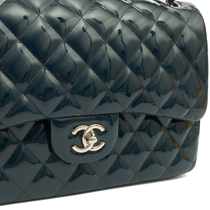 Picture of Chanel Shoulder Bag Classic Double Flap - Large in Blue, Patent Leather
