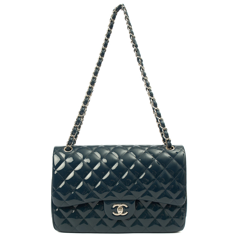 Picture of Chanel Shoulder Bag Classic Double Flap - Large in Blue, Patent Leather