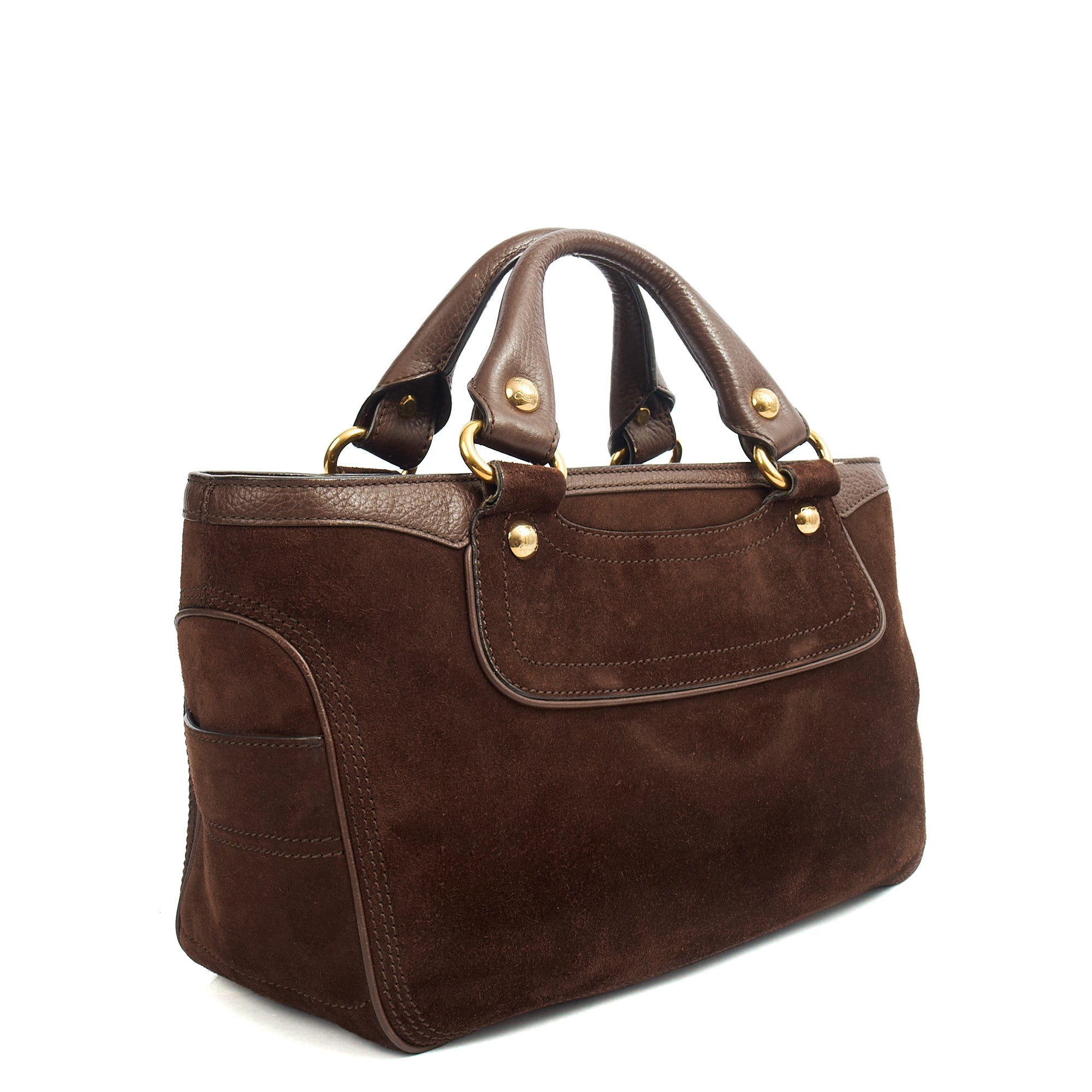 Celine Top Handle Boogie Bag in Brown, Suede | The Handbag Clinic