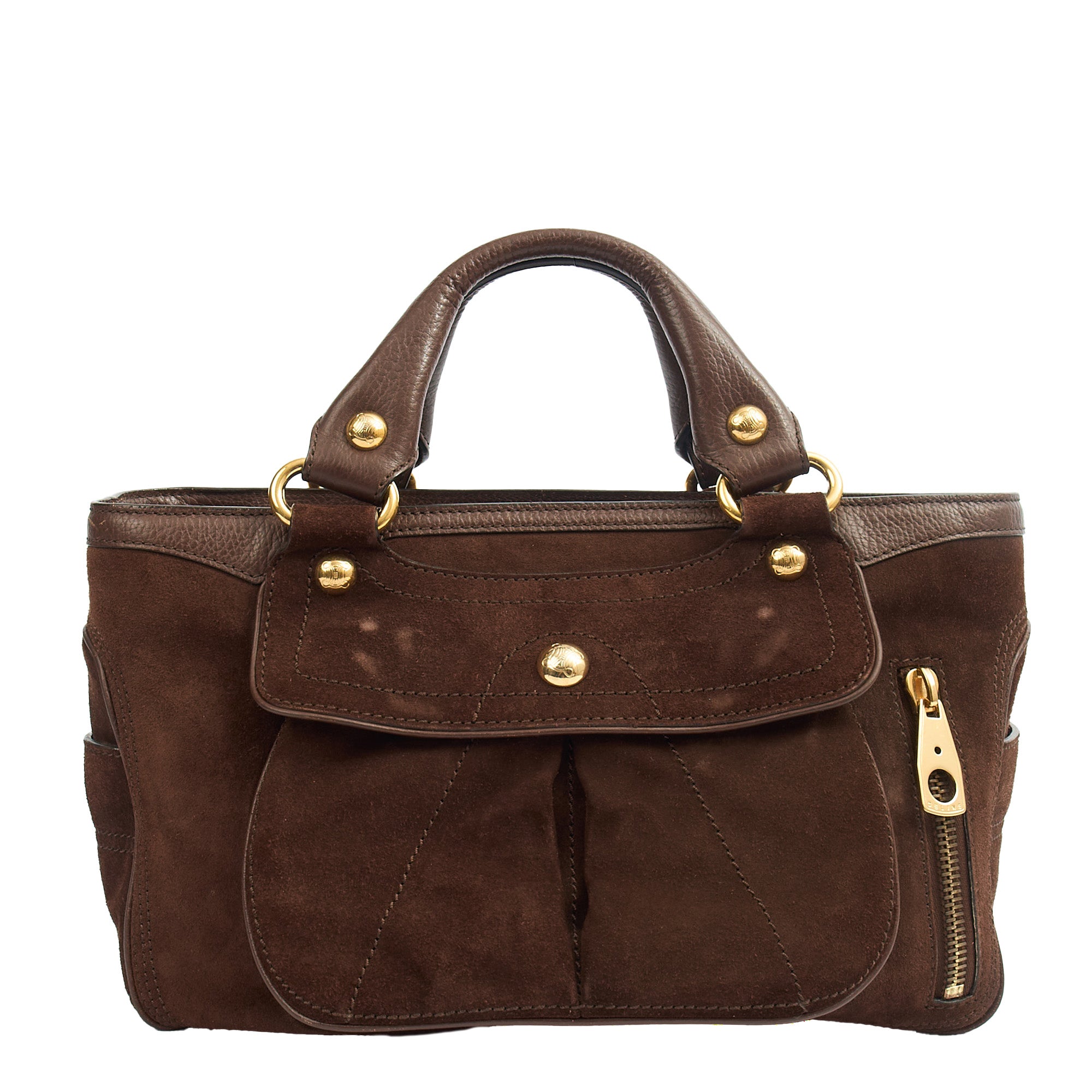 Celine Top Handle Boogie Bag in Brown, Suede | The Handbag Clinic