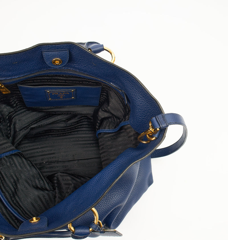 Picture of Prada Tote Vitello Daino Tote in Blue, Calfskin