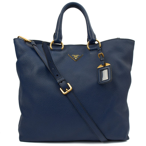 Picture of Prada Tote Vitello Daino Tote in Blue, Calfskin