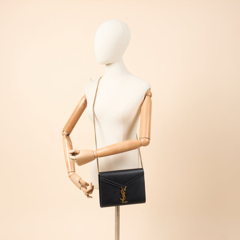 Picture of Saint Laurent Cross Body Cassandre Chain Flap Bag in Black, Calfskin Leather