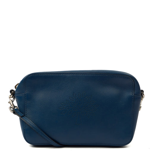 Picture of Mulberry Cross Body Blossom Pochette with strap  in Blue, Calfskin Leather