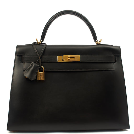Picture of Hermes Top Handle Kelly 32 in Black, Box Calf Leather