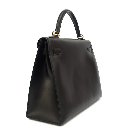 Picture of Hermes Top Handle Kelly 32 in Black, Box Calf Leather