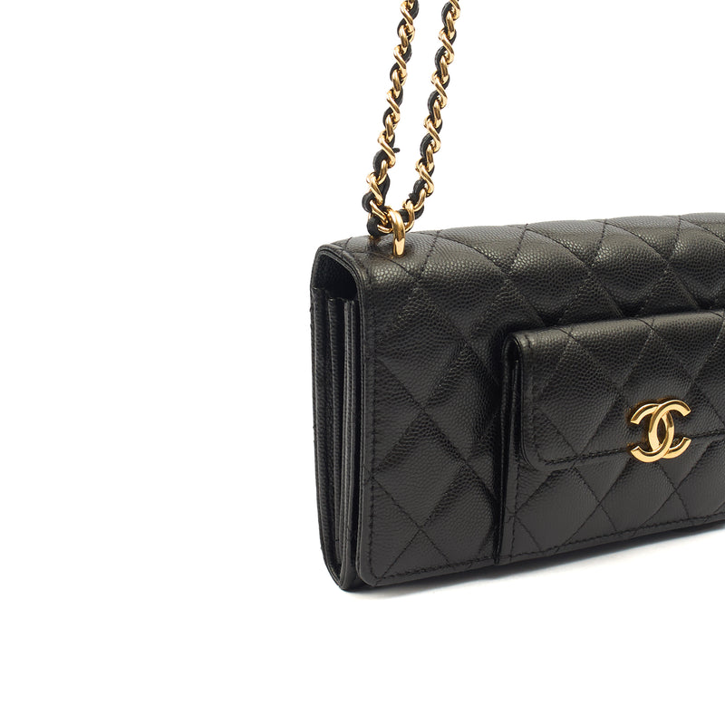 Picture of Chanel Cross Body Wallet on Chain in Black, Caviar Leather