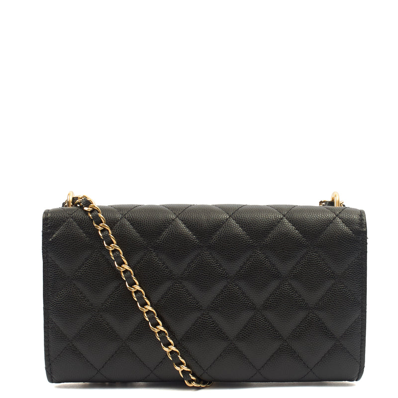 Picture of Chanel Cross Body Wallet on Chain in Black, Caviar Leather