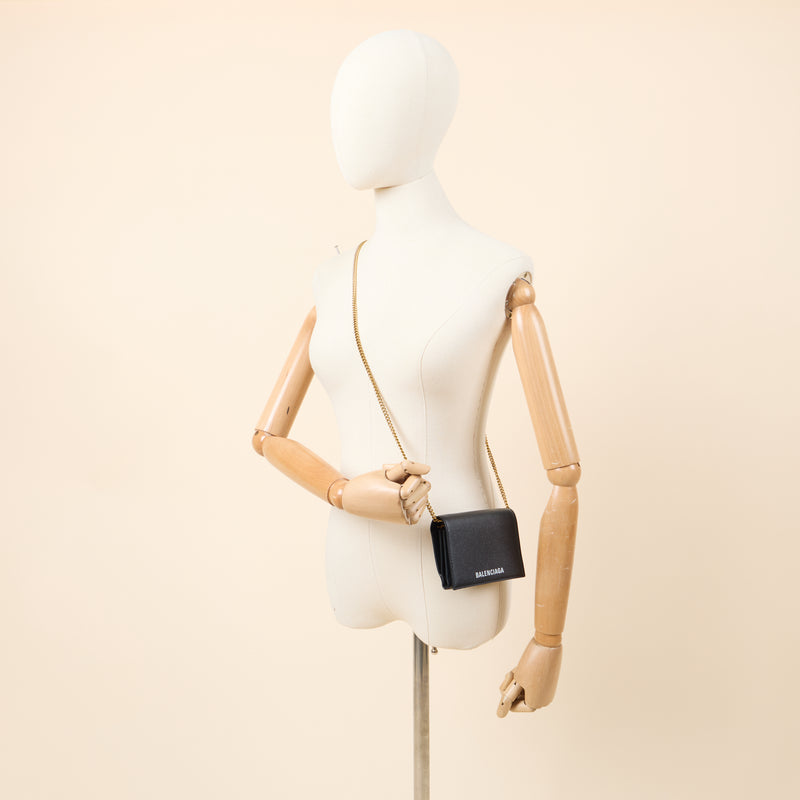 Picture of Balenciaga Cross Body Gossip Wallet On Chain in Black, Veau (Calfskin)