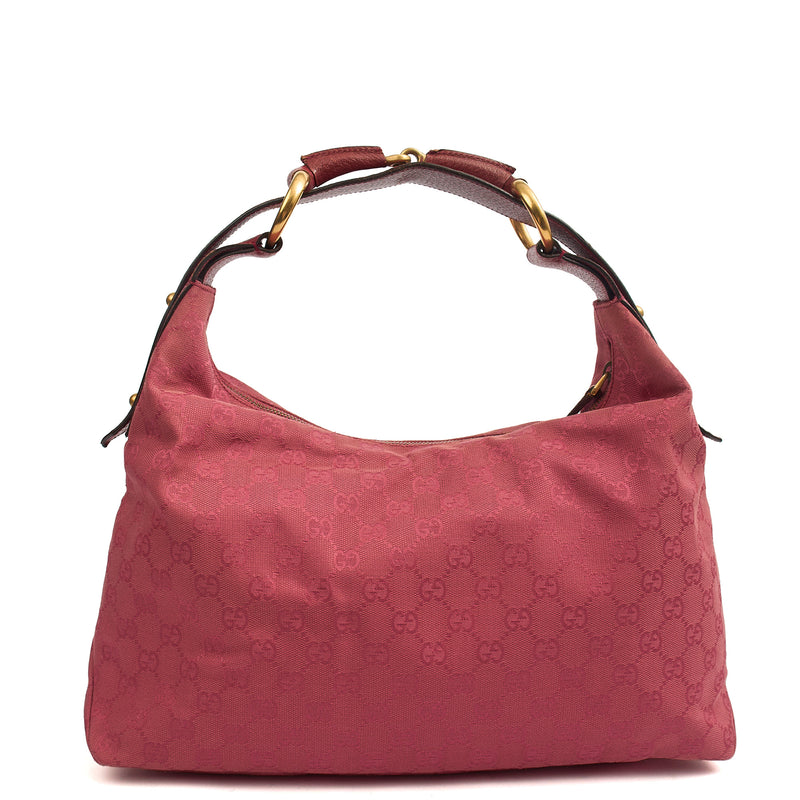 Picture of Gucci Shoulder Bag GG Horsebit Hobo Shoulder in Pink, GG Supreme Canvas