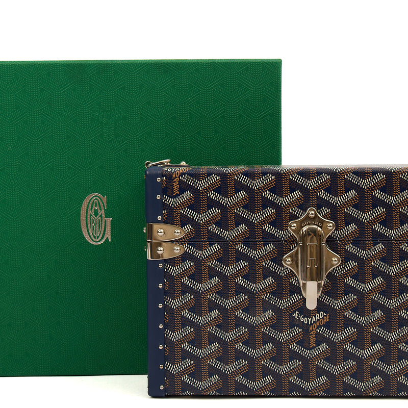 Picture of Goyard Cross Body Cassette Trunk in Navy, Leather