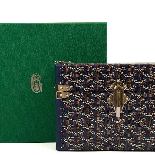 Picture of Goyard Cross Body Cassette Trunk in Navy, Leather