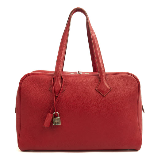 Picture of Hermes Tote Victoria 35 in Rouge Vif, Togo Leather