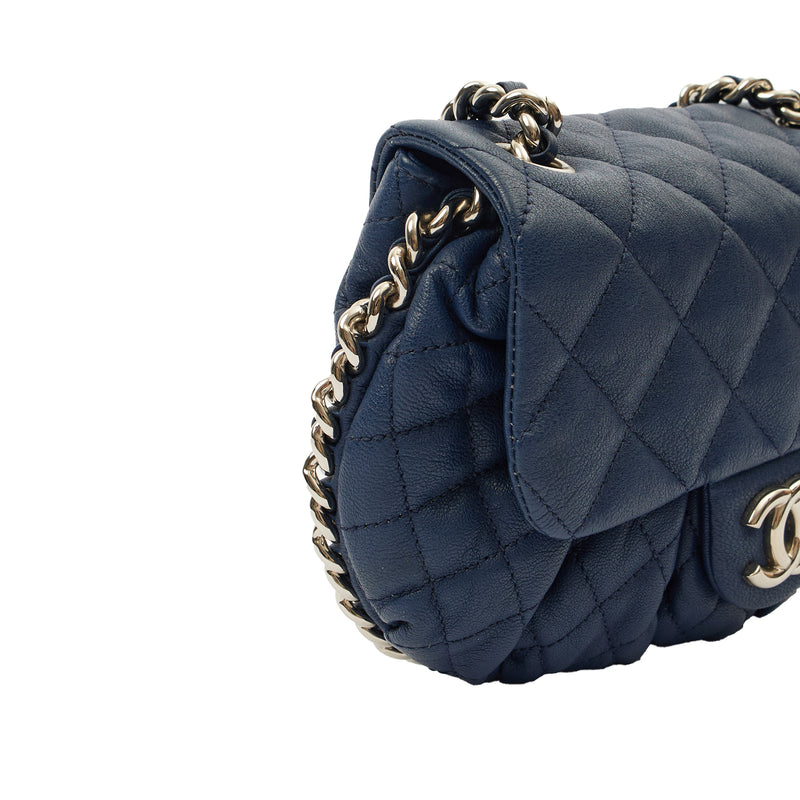 Picture of Chanel Cross Body Chain Around Flap in Navy, Calfskin Leather