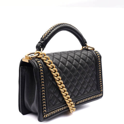 Picture of Chanel Shoulder Bag Boy Top Handle - Medium in Black, Calfskin Leather