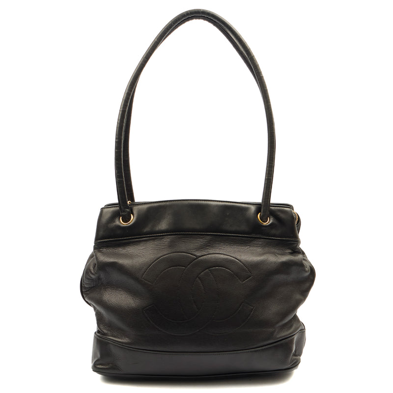 Picture of Chanel Tote Vintage Shoulder Bag in Black, Lambskin Leather
