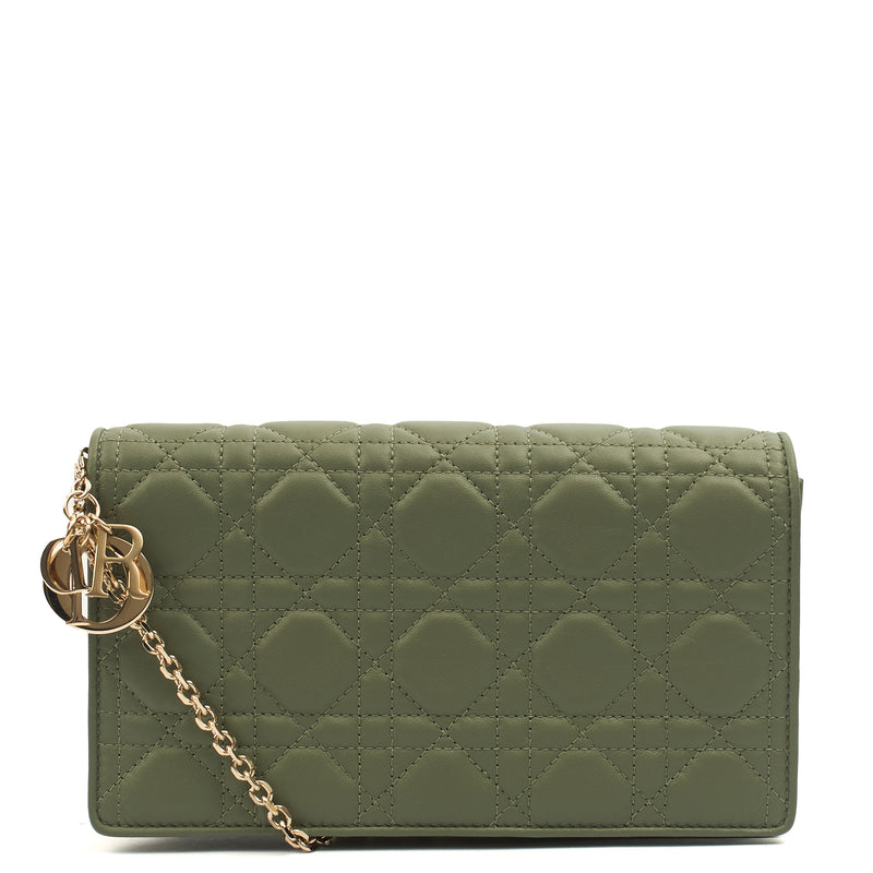 Picture of Christian Dior Cross Body Lady Dior Pouch in Green, Leather