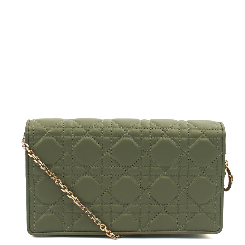 Picture of Christian Dior Cross Body Lady Dior Pouch in Green, Leather