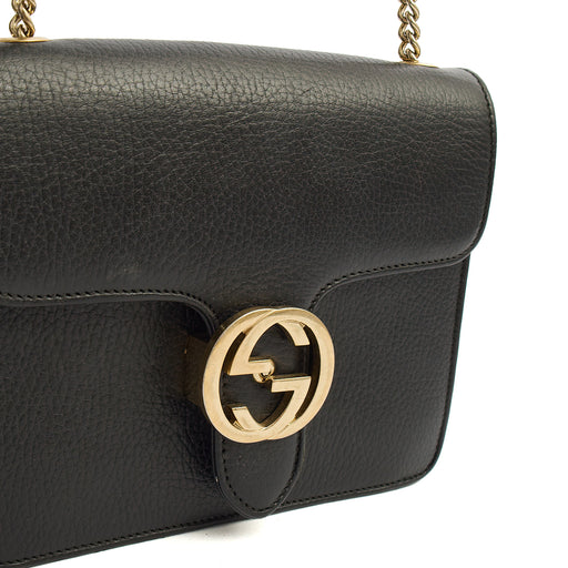 Picture of Gucci Cross Body Interlocking GG Shoulder Bag - Small in Black, Leather