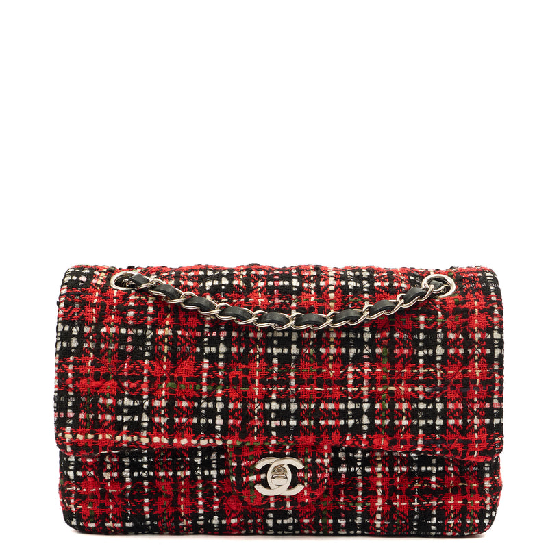 Chanel Shoulder Bag Classic Double Flap - Medium in Red, Tweed