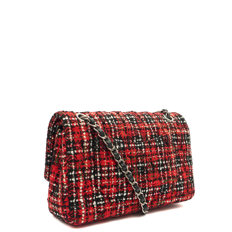 Chanel Shoulder Bag Classic Double Flap - Medium in Red, Tweed