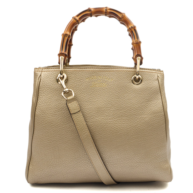 Gucci Top Handle Bamboo Shopper  in Metallic, Leather