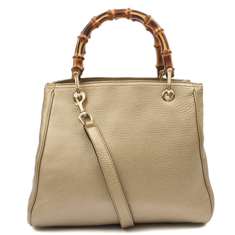Gucci Top Handle Bamboo Shopper  in Metallic, Leather