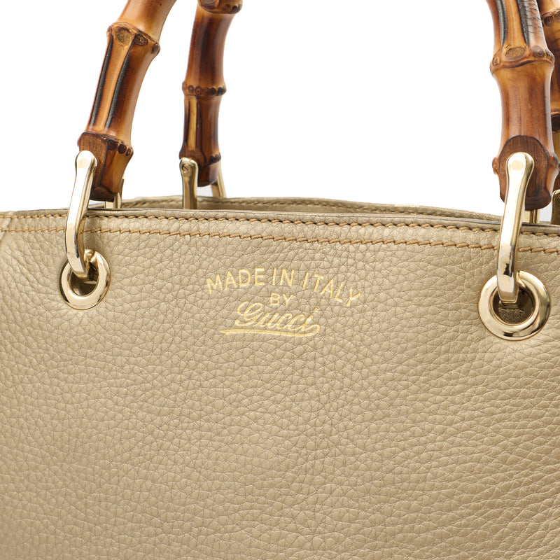Gucci Top Handle Bamboo Shopper  in Metallic, Leather