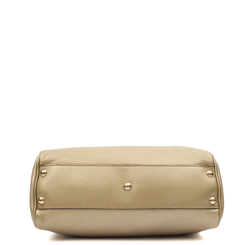 Gucci Top Handle Bamboo Shopper  in Metallic, Leather