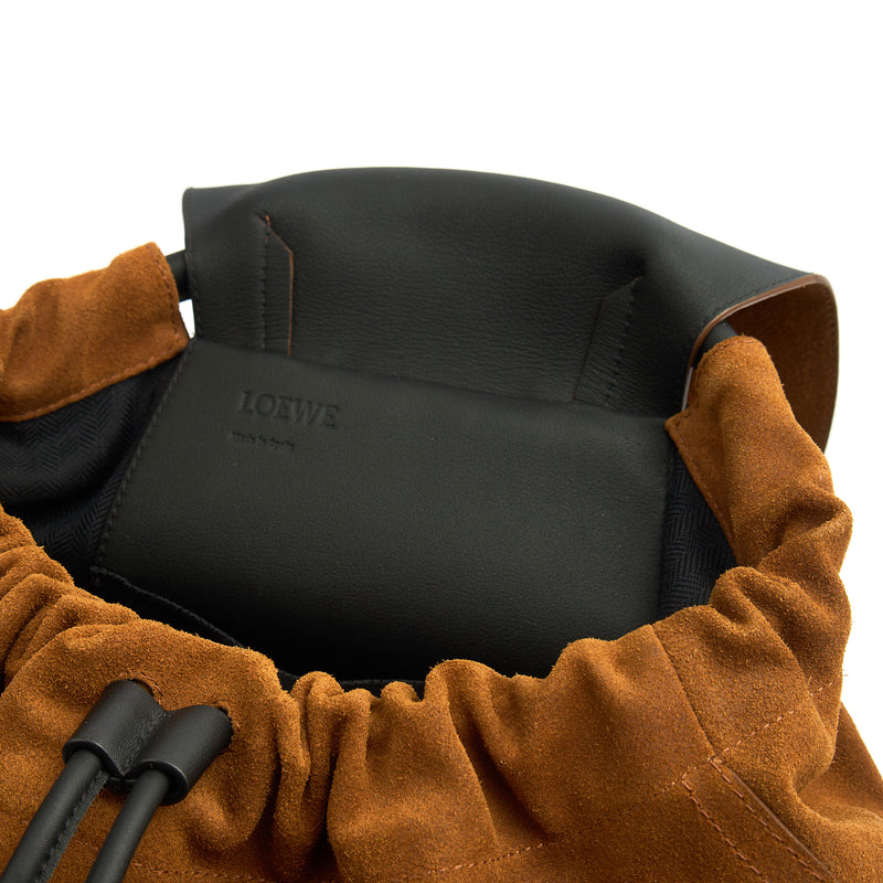 Picture of Loewe Backpack Flamenco in Brown, Suede