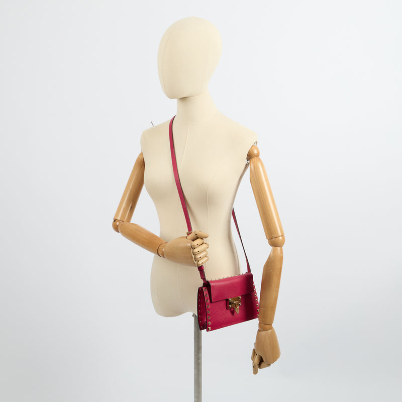 Valentino Cross Body Free Rockstud Bag - Small in Pink, Calfskin