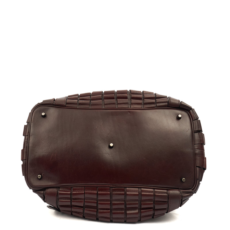 Picture of Burberry Tote Shoulder Bag in Burgandy, Leather