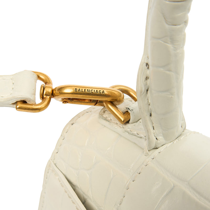 Picture of Balenciaga Top Handle Hourglass Top Handle XS in White, Exotic Effect Leather