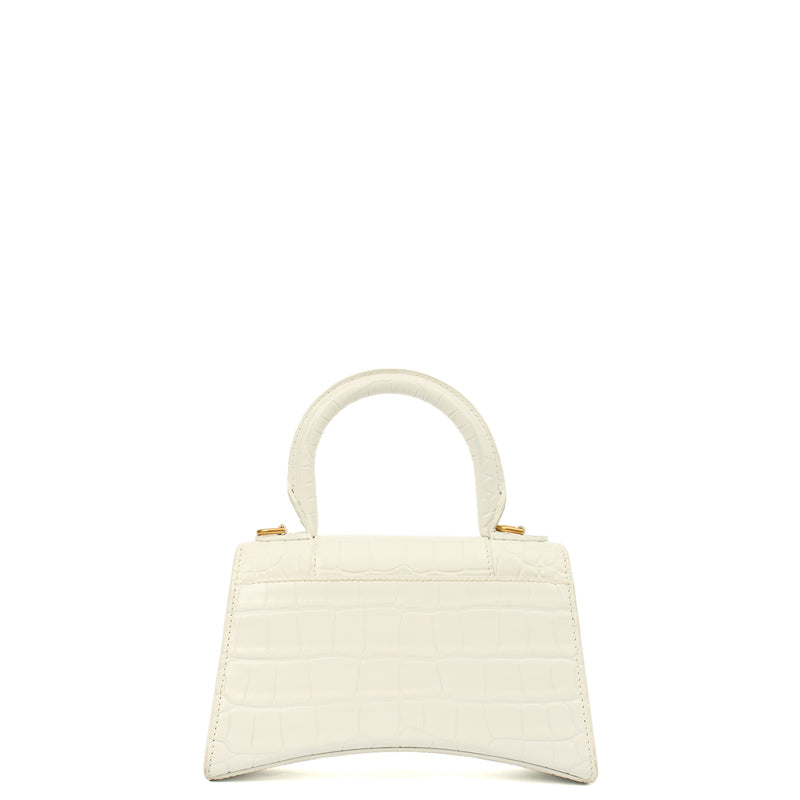 Picture of Balenciaga Top Handle Hourglass Top Handle XS in White, Exotic Effect Leather