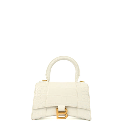 Picture of Balenciaga Top Handle Hourglass Top Handle XS in White, Exotic Effect Leather