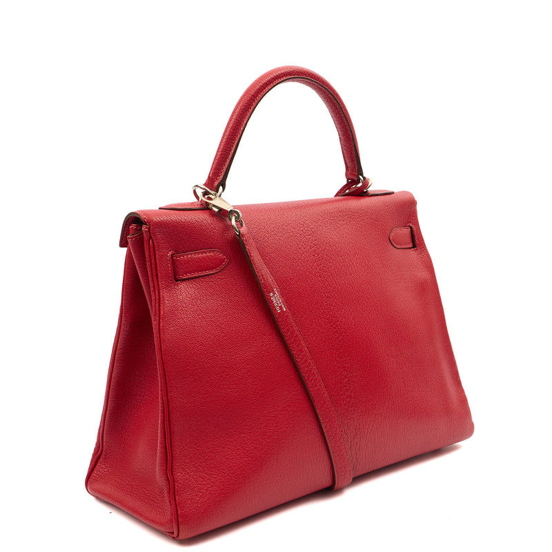 Picture of Hermes Top Handle Kelly 32 in Rouge Casaque, Chevre de Coromandel Leather