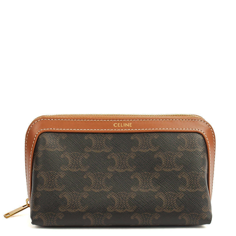 Picture of Celine Cosmetic Bag Zip Pouch in Brown, Box Calfskin