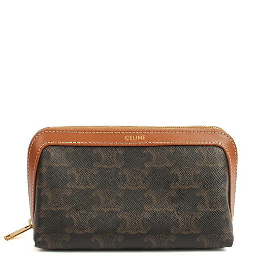 Picture of Celine Cosmetic Bag Zip Pouch in Brown, Box Calfskin