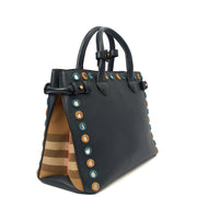 Picture of Burberry Tote Banner - Small in Navy, Leather