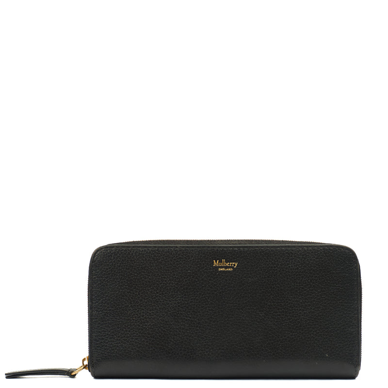 Picture of Mulberry Wallet Zip Around Wallet - Medium in Black, Calfskin Leather
