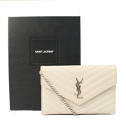 Picture of Saint Laurent Cross Body Envelope Wallet on Chain in White, Leather