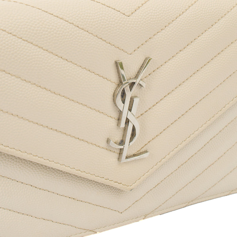 Picture of Saint Laurent Cross Body Envelope Wallet on Chain in White, Leather