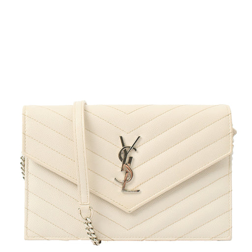 Picture of Saint Laurent Cross Body Envelope Wallet on Chain in White, Leather